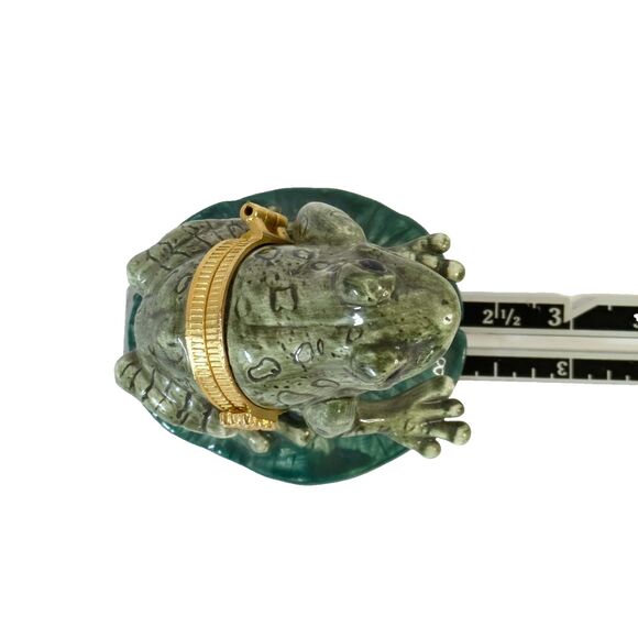 Westland Frog Lilypad 1998 #4430 VTG Hinged Small Porcelain Trinket Box Jewelry - Picture 8 of 11